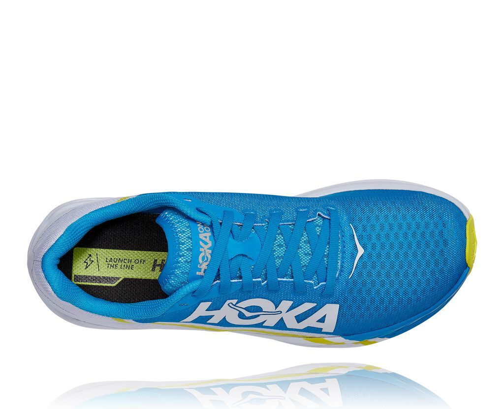 Hoka One One Rocket X Blue Running Shoes 
White Diva Blue (All Gender) Hoka Rocket X Shoes Womens 10.5 White Diva Blue Road Race  main image 3